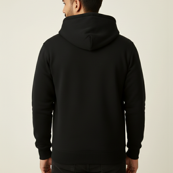 Customized Men Hoodi – Premium Black Pullover Hoodie for Everyday Comfort back