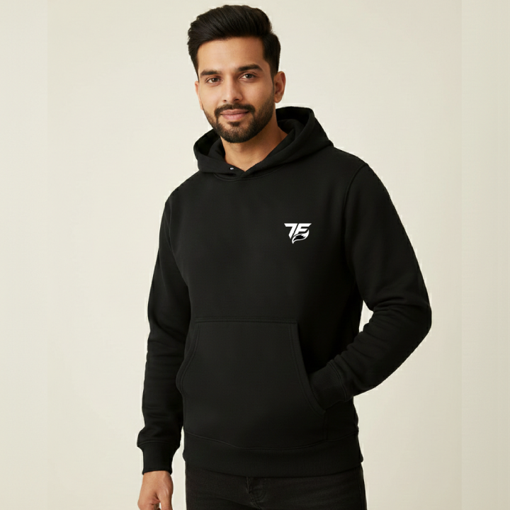 Customized Men Hoodi – Premium Black Pullover Hoodie for Everyday Comfort front