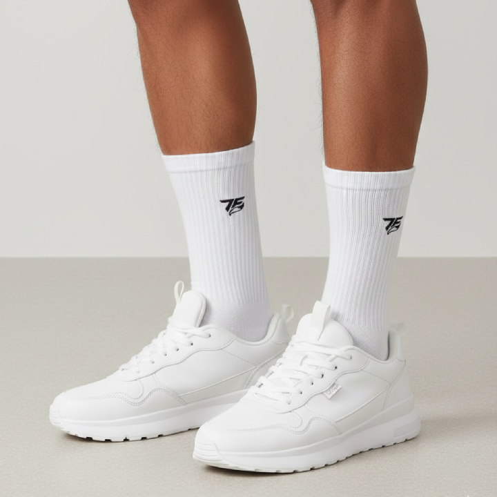 ThreadFox White Crew Socks
