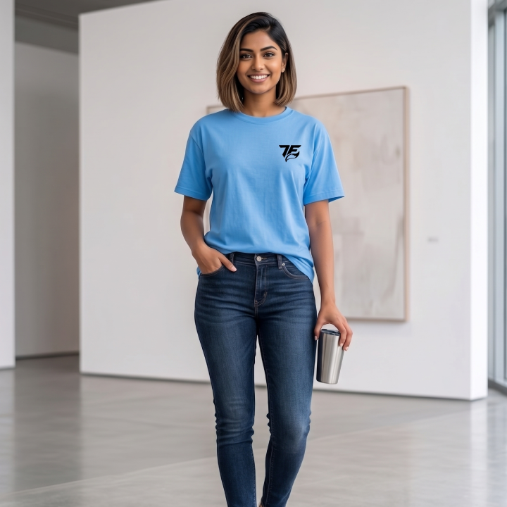 Sky Blue Girls IMage Oversized Cotton Tee
