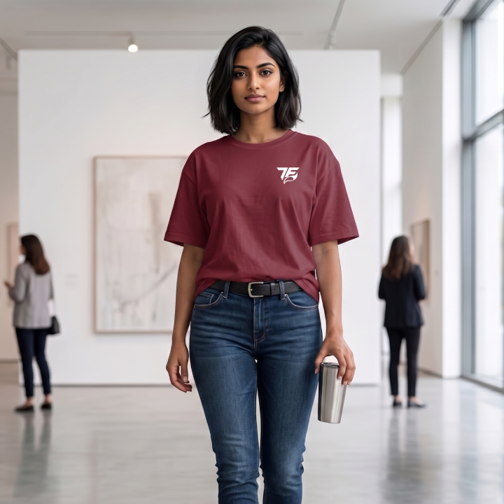 Women Drops Shoulder Mahroon Dropshoulder T-Shirt