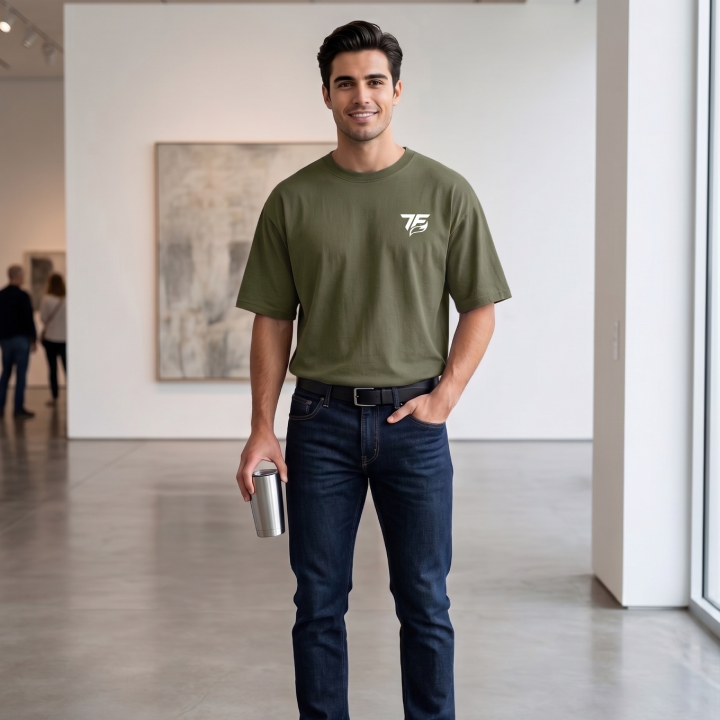 dropshoulder-olive Men’s Olive Dropshoulder T-Shirt
