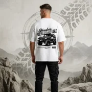 Offroad Adventure Graphic Oversized T-Shirt White Back